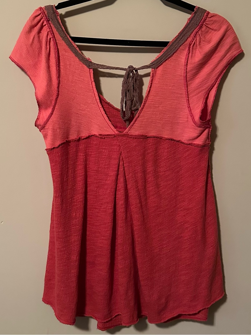 Free People Red Orange Scoop Neck Cap Sleeve Top - Picture 5 of 5